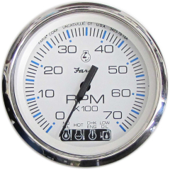  Faria Beede Instruments 33850 Chesapeake White SS 7000 RPM Outboard Tachometer with System Check